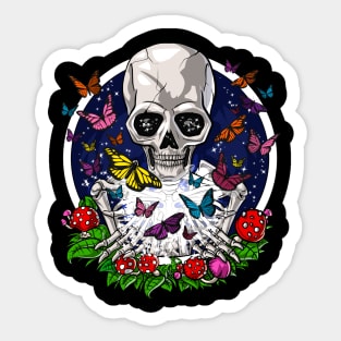 Psychedelic Skull Butterflies Sticker